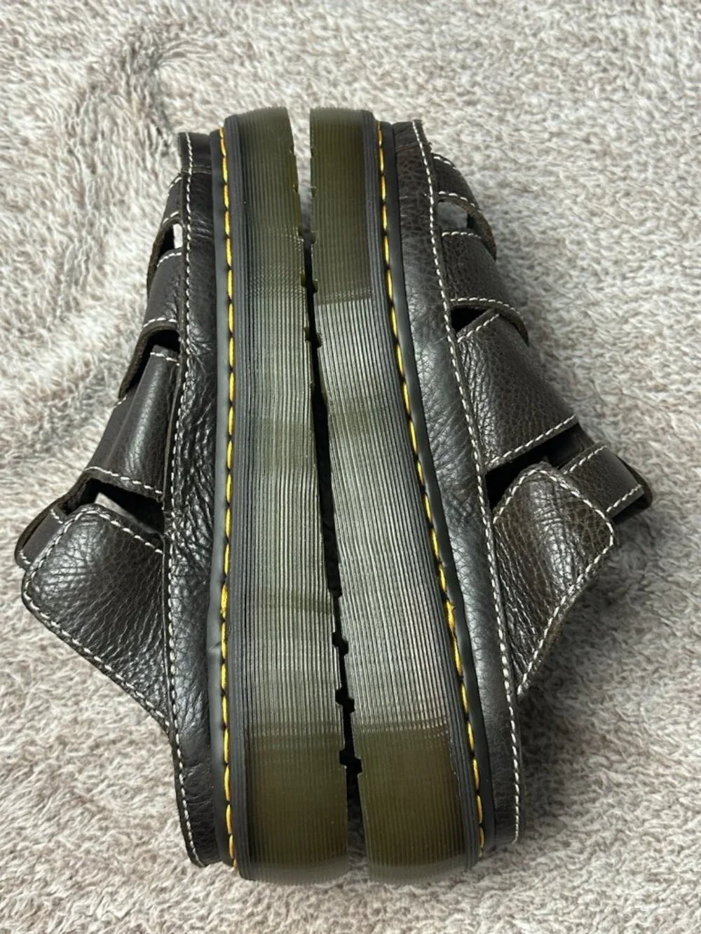 Dr. Martens Maxxy Slide buckled leather chunky sandal shoes brown NWOB size 11